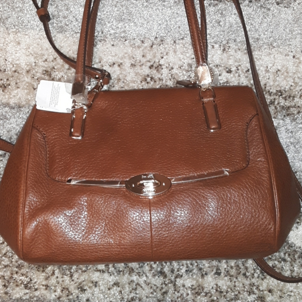 Brown leather coach purse
